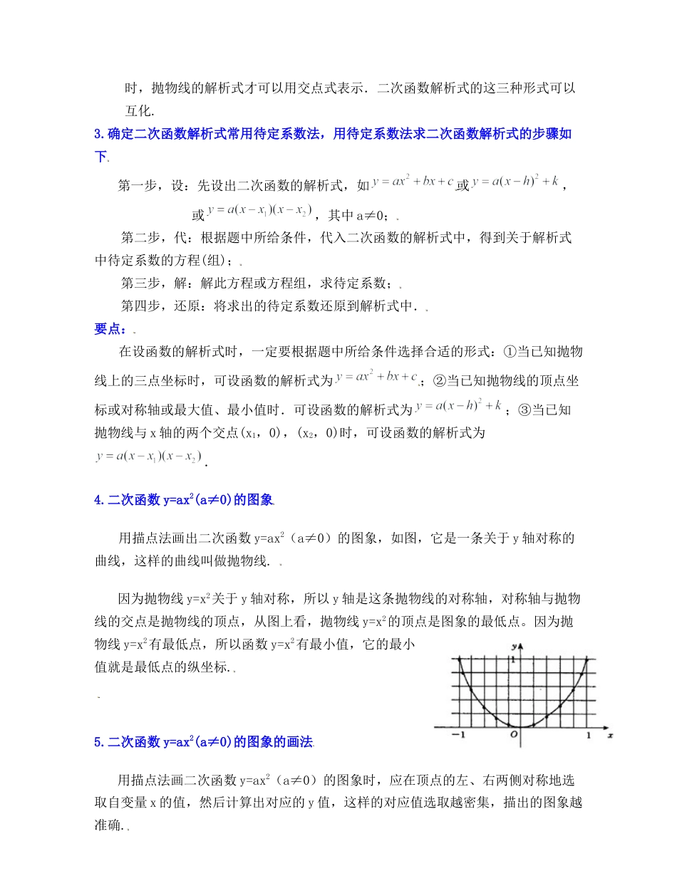 九上第1章 二次函数（知识清单）（浙教版）.docx_第2页