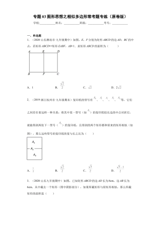 专题03图形思想之相似多边形常考题专练（原卷版）-【学霸专用】九年级数学专题训练（浙教版）.docx