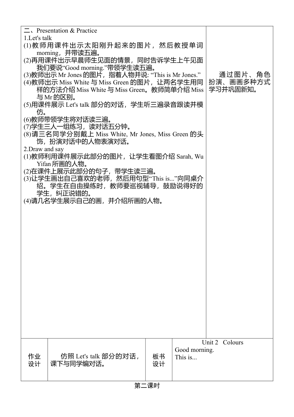 人教版三年级英语上册-Unit 2 单元教案 1.docx_第2页
