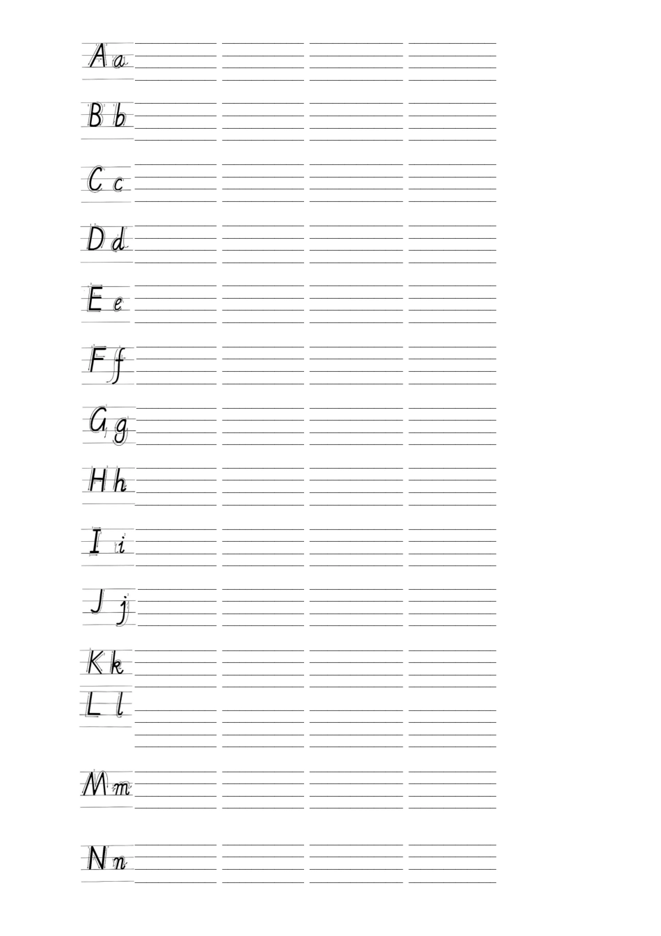 人教PEP英语三年级下册-字母-26个英文字母书写标准及练习-简洁完美版.docx_第1页