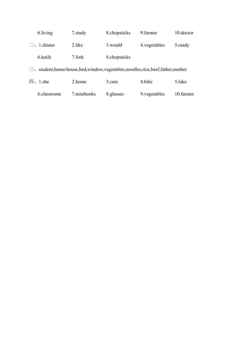 人教PEP四年级上册英语-首字母填空复习专项.docx_第3页