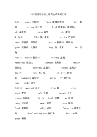 PEP小学英语五年级上册复习要点提纲.docx