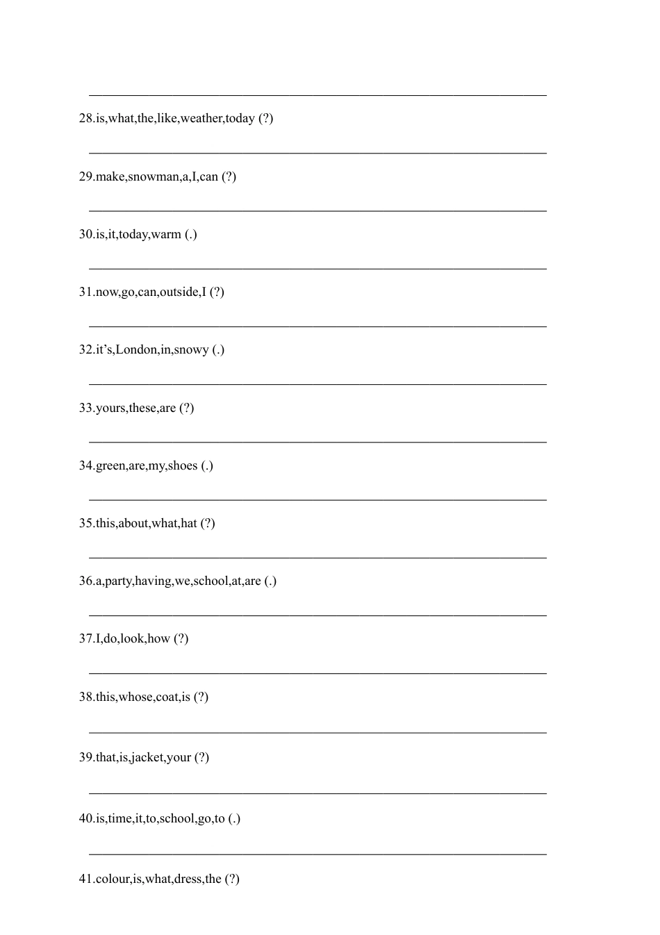 人教PEP四年级下册-专项复习-1.连词成句.docx_第3页