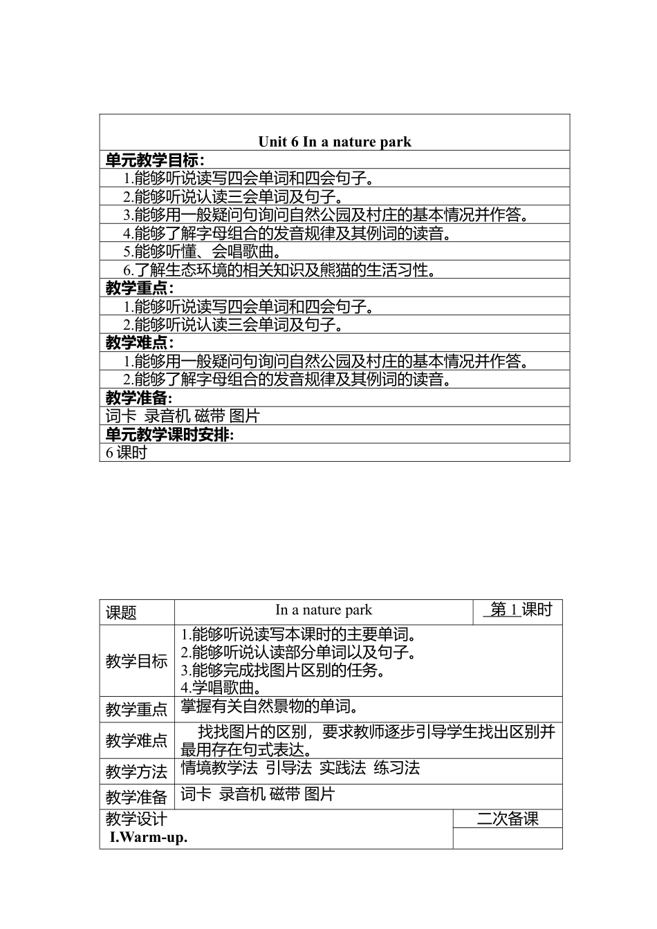 人教PEP英语五年级上册-Unit 6 图表式单元教案 2.docx_第1页