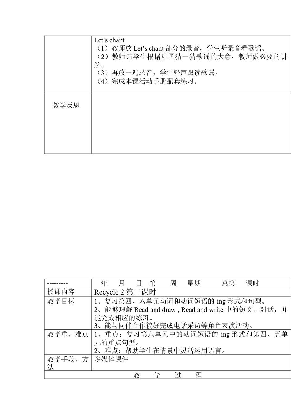人教PEP英语五年级下册-Recycle 2 教案.docx_第2页