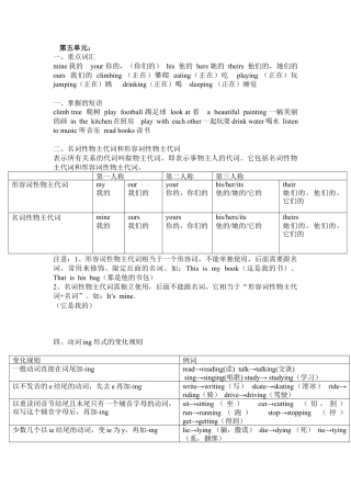 人教PEP英语五年级下册-Unit 5单元知识梳理.docx