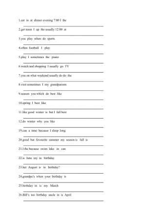 人教PEP英语五年级下册-连词成句专项训练1.docx