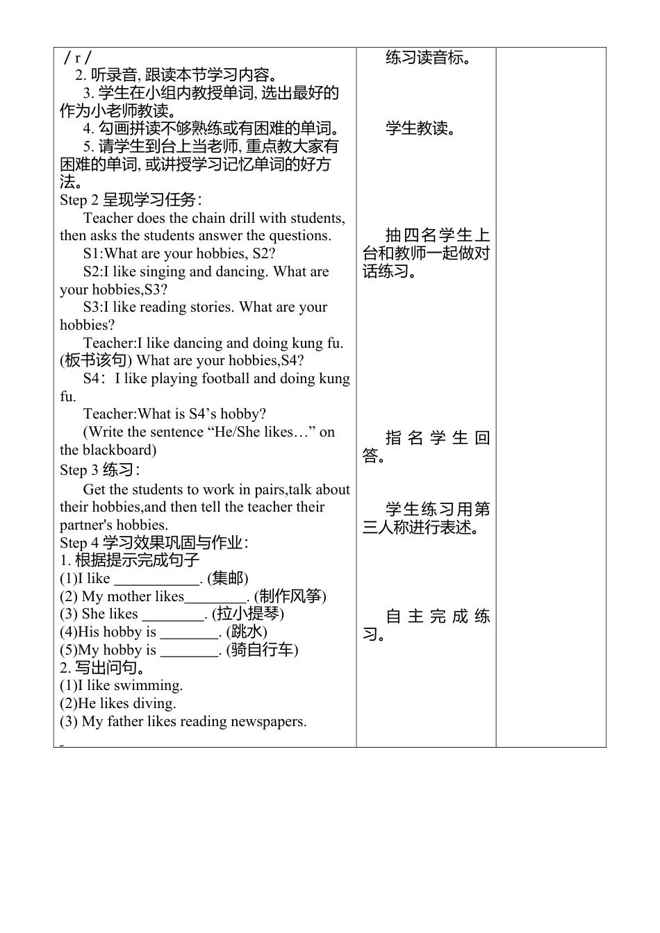人教版小学6上英语-Unit 4 教师集体备课教案.docx_第3页