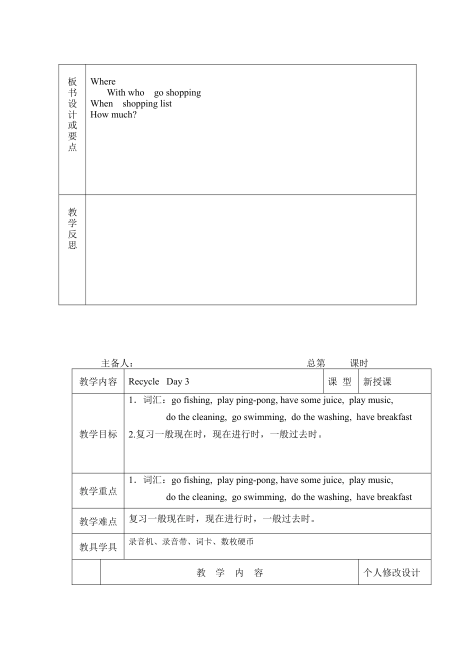 人教版小学英语六年级下册-3 Recycle 教案.docx_第2页