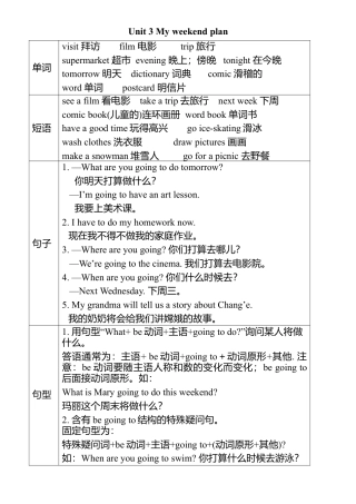 人教版小学英语六上-Unit 3 单元知识小结1.docx
