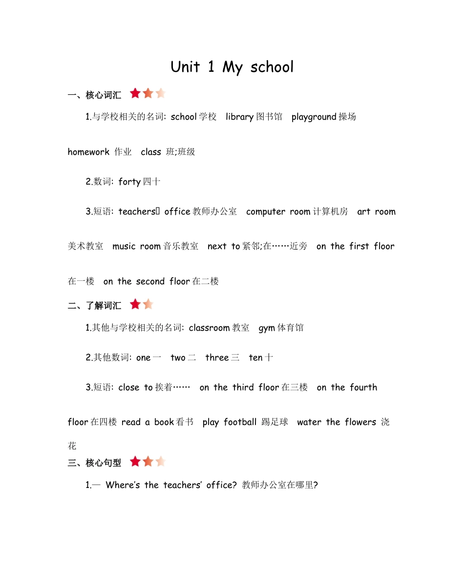 人教四下 Unit 1 知识清单.docx_第1页