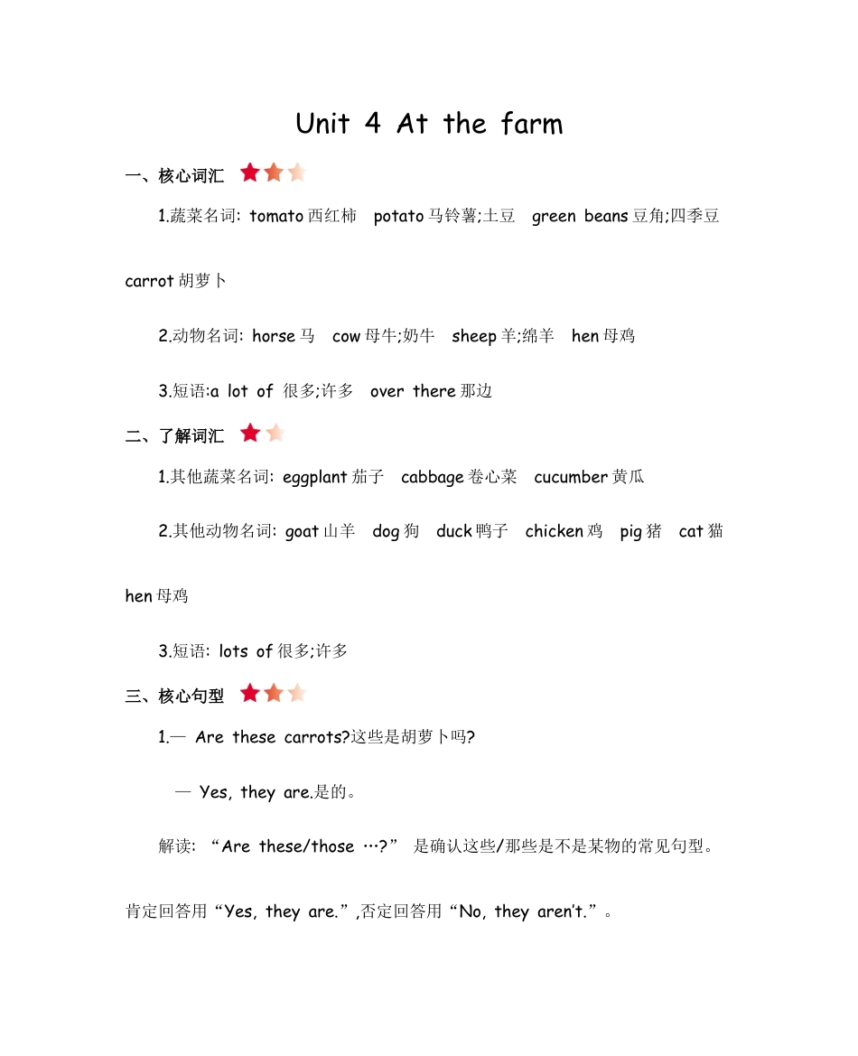 人教四下 Unit 4 知识清单.docx_第1页