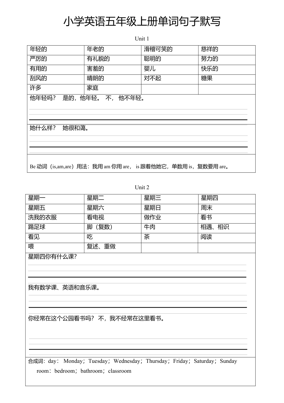 英语五年级上册四会单词四会句子默写.docx_第1页