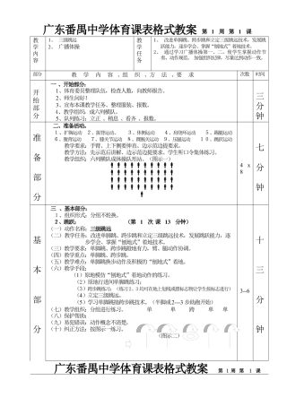 高二体育三级跳远第一课表格式教案.docx