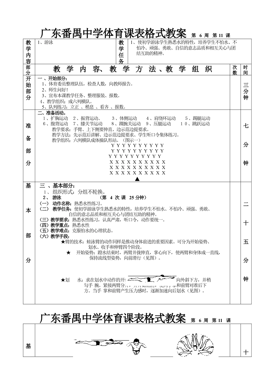 高二体育游泳教案第四课.docx_第1页