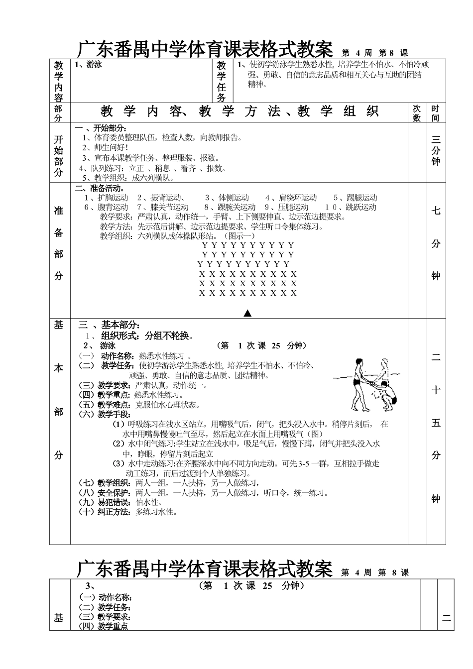 高二体育游泳教案第一课.docx_第1页