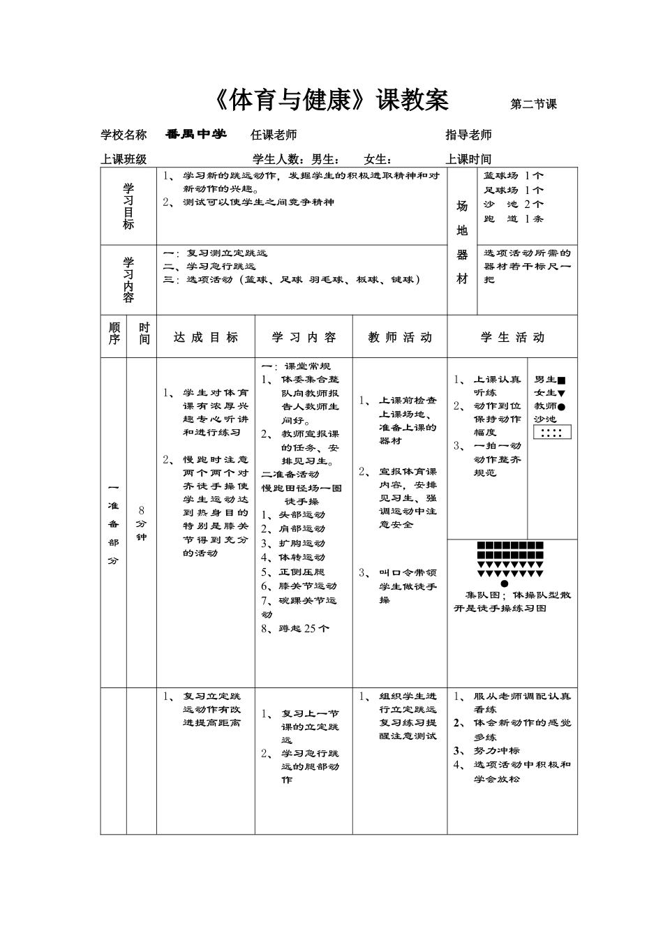 高一年级(体育与健康)优秀教案立定跳远第二课.docx_第1页