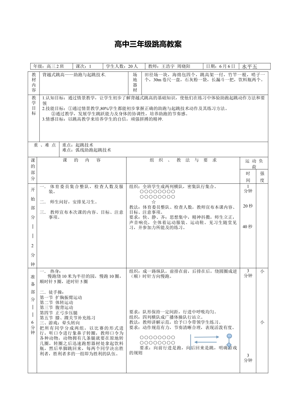 高中一年级跳高教案.docx_第1页