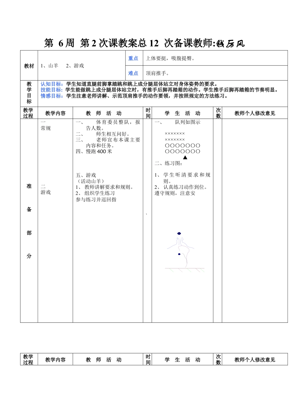 初二体育第6周第2次课教案总12次备课教师.docx_第1页