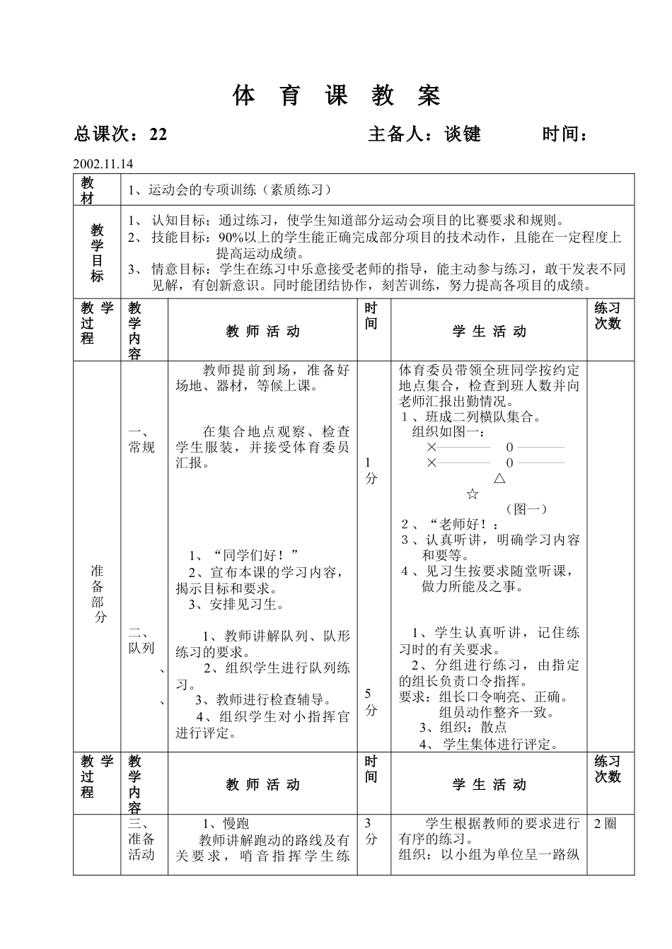 初三《体育与健康》教案-运动会训练.docx_第1页
