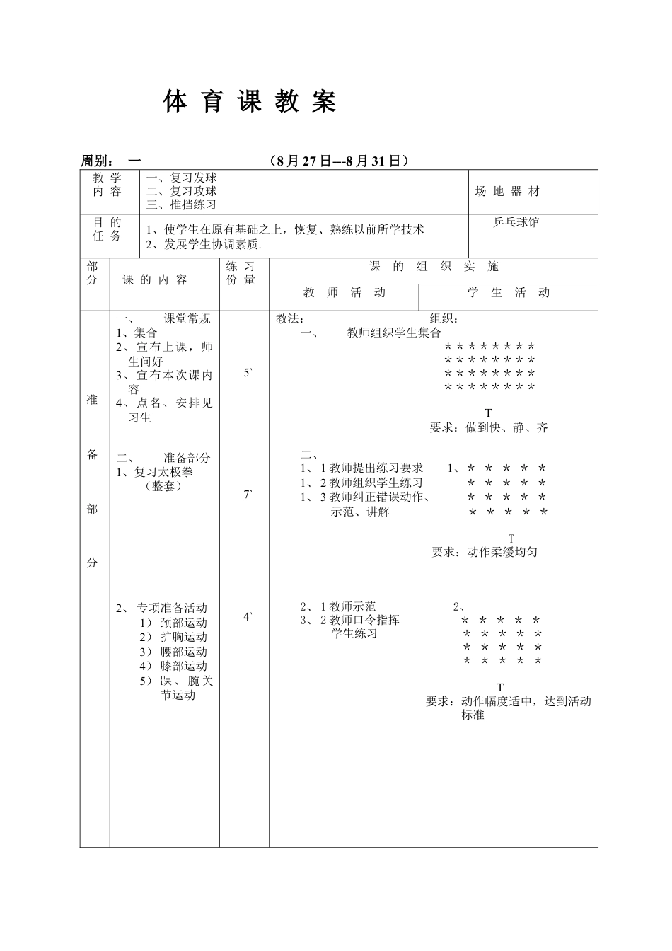 初三体育乒乓球发球教案.docx_第1页