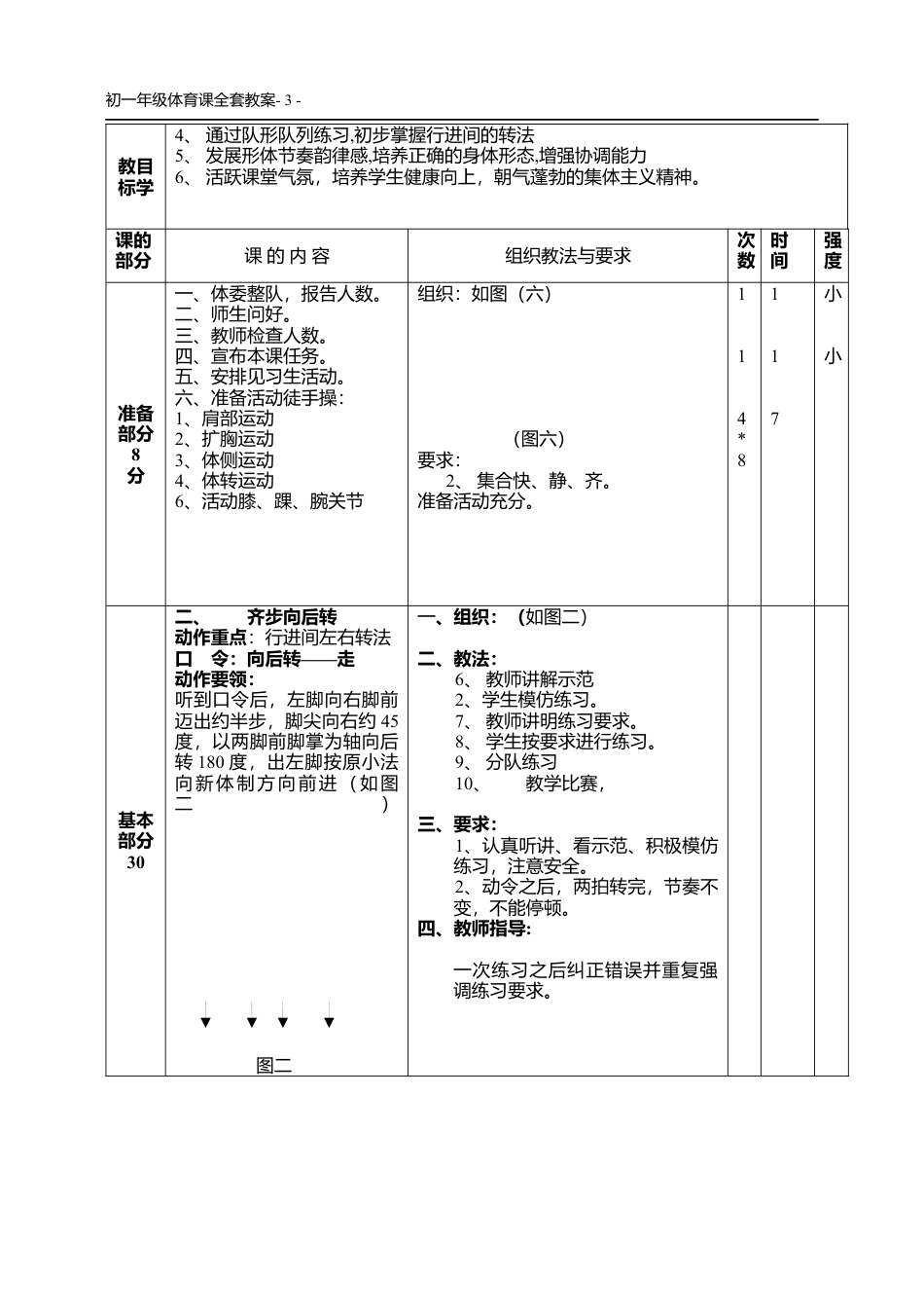 初一年级体育全学期教案.docx_第3页