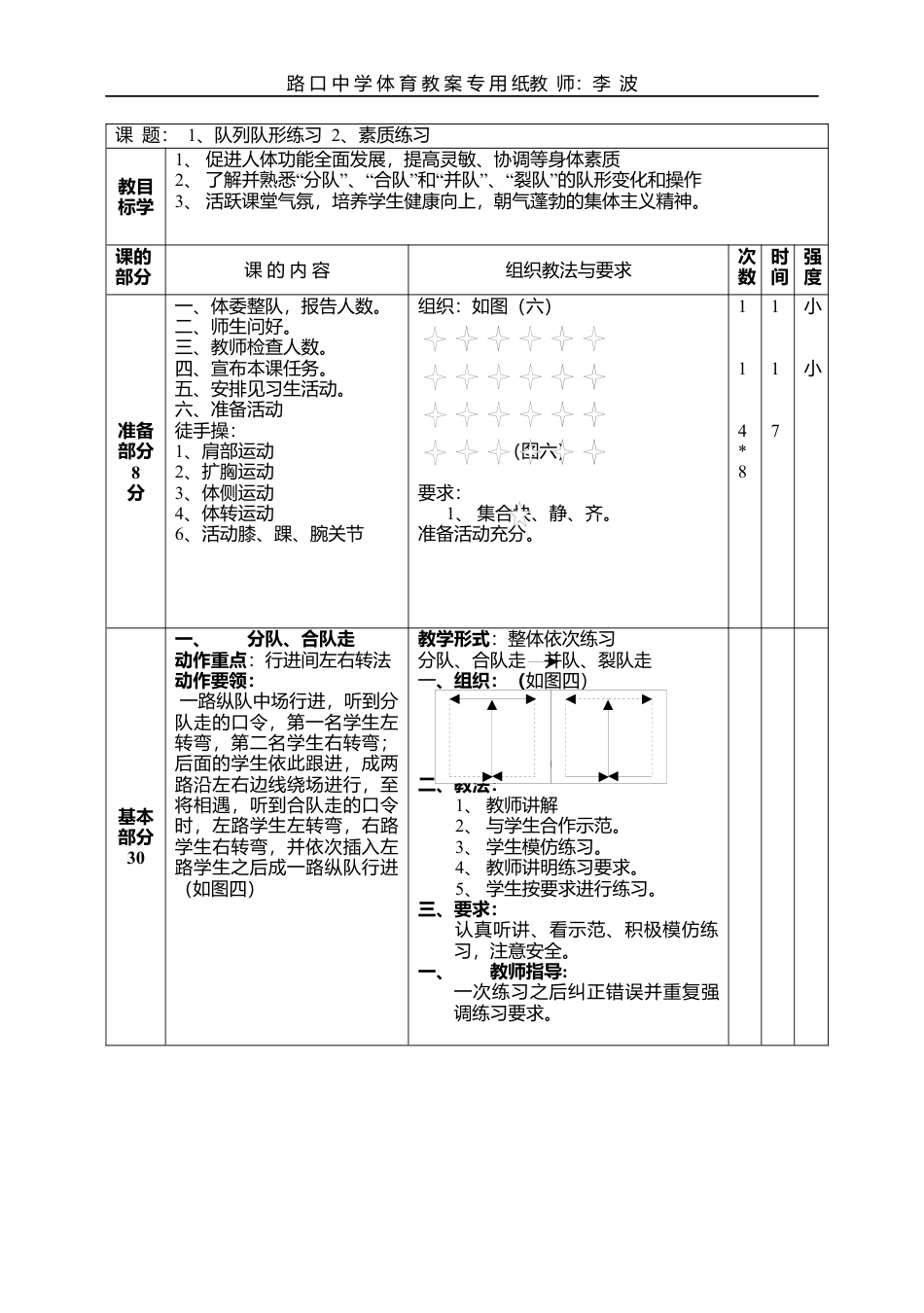 初一下学期体育教案.docx_第1页