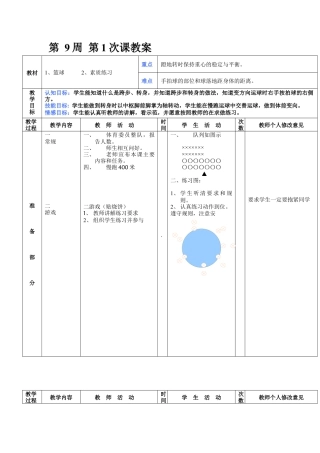 初中八年级体育课教案第9周第1次课教案总17次备课教师.docx