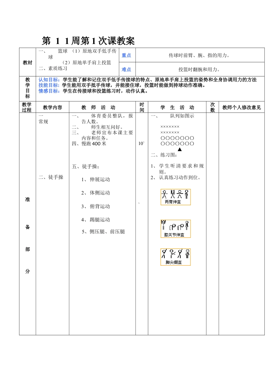 初中八年级体育课教案第11周第1次课教案总21次备课教师用.docx_第1页