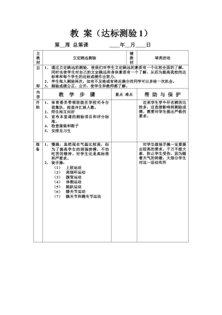 初中九年级体育课教案-（达标测验1）.docx
