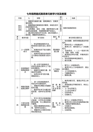 初中跨越式跳高单元教学计划及教案（6课时）.docx