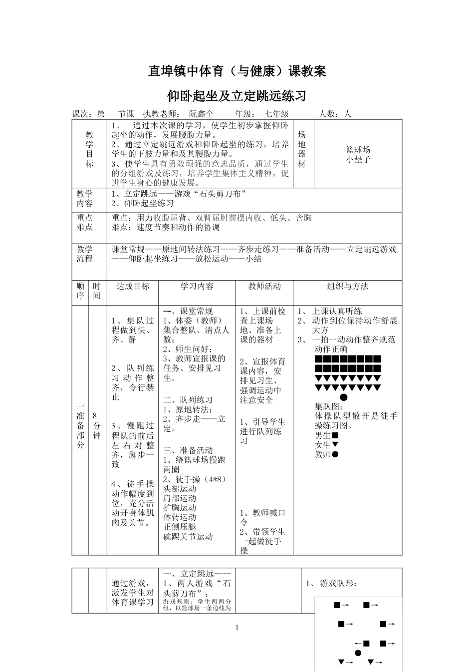 初中立定跳远游戏、仰卧起坐.docx_第1页