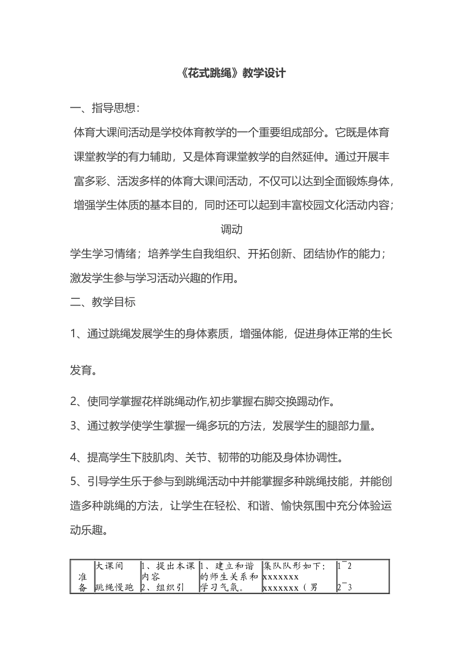 初中体育花样跳绳教案.docx_第1页