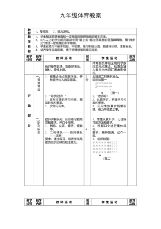 初中体育教案全集九年级.docx
