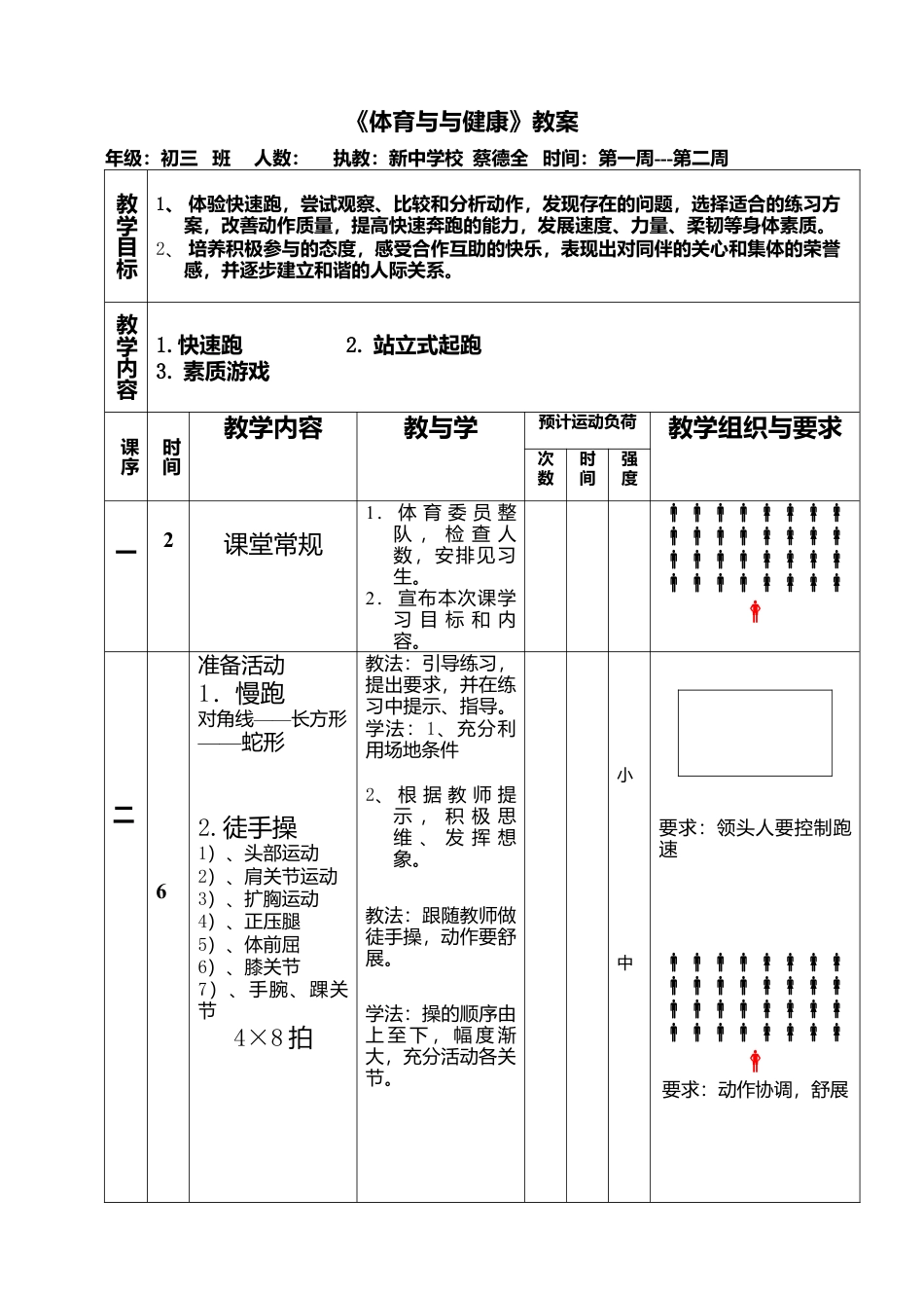 九年级体育教案(1).docx_第1页