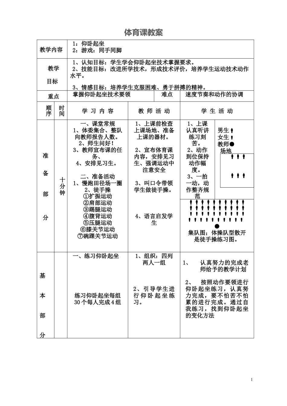 九年级体育仰卧起坐教案.docx_第1页