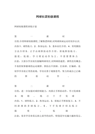 网球初级课程训练计划.docx