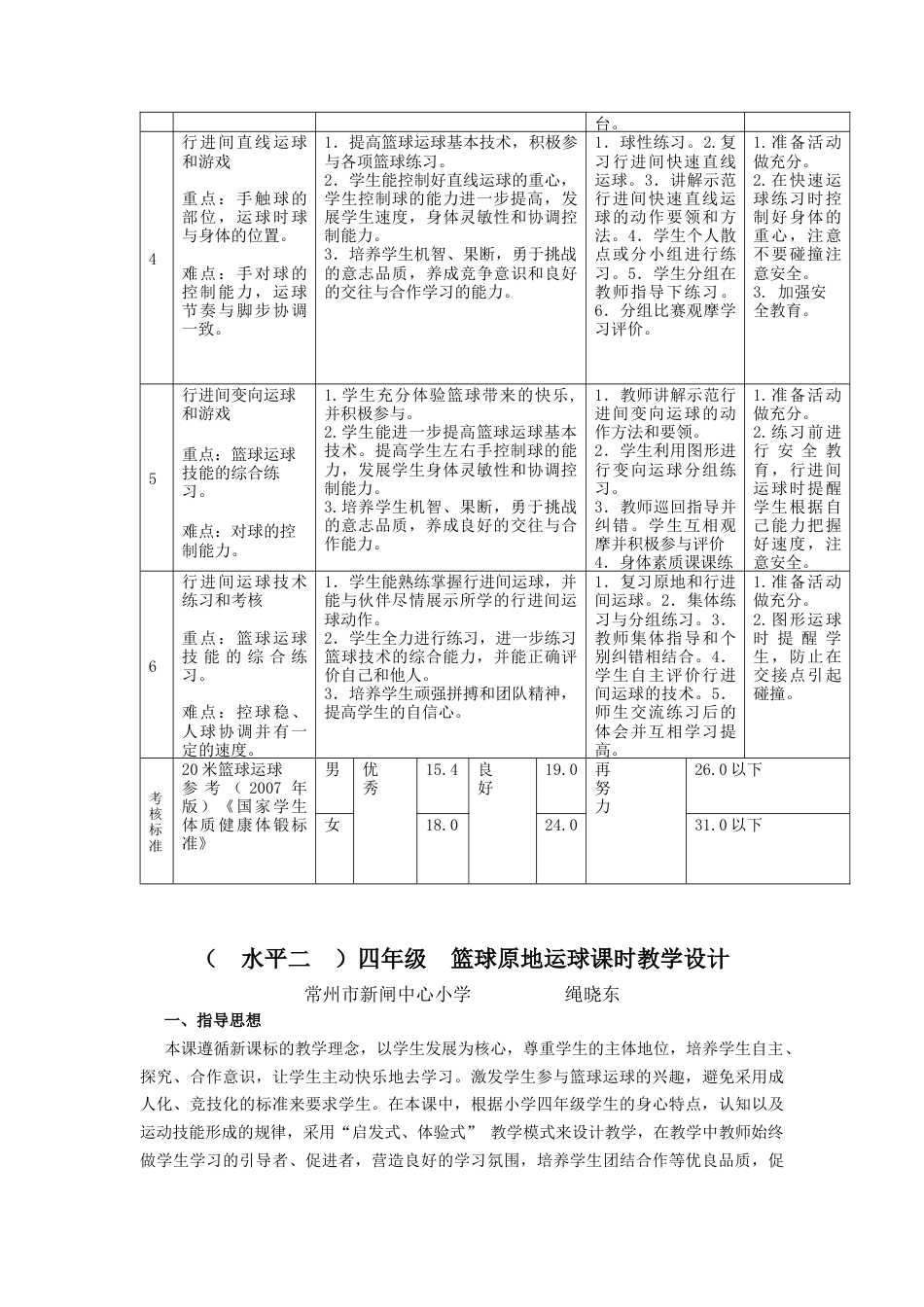 （水平二）小学四年级篮球运球单元教学设计（江苏省小学体育优秀课比赛教案）.docx_第3页