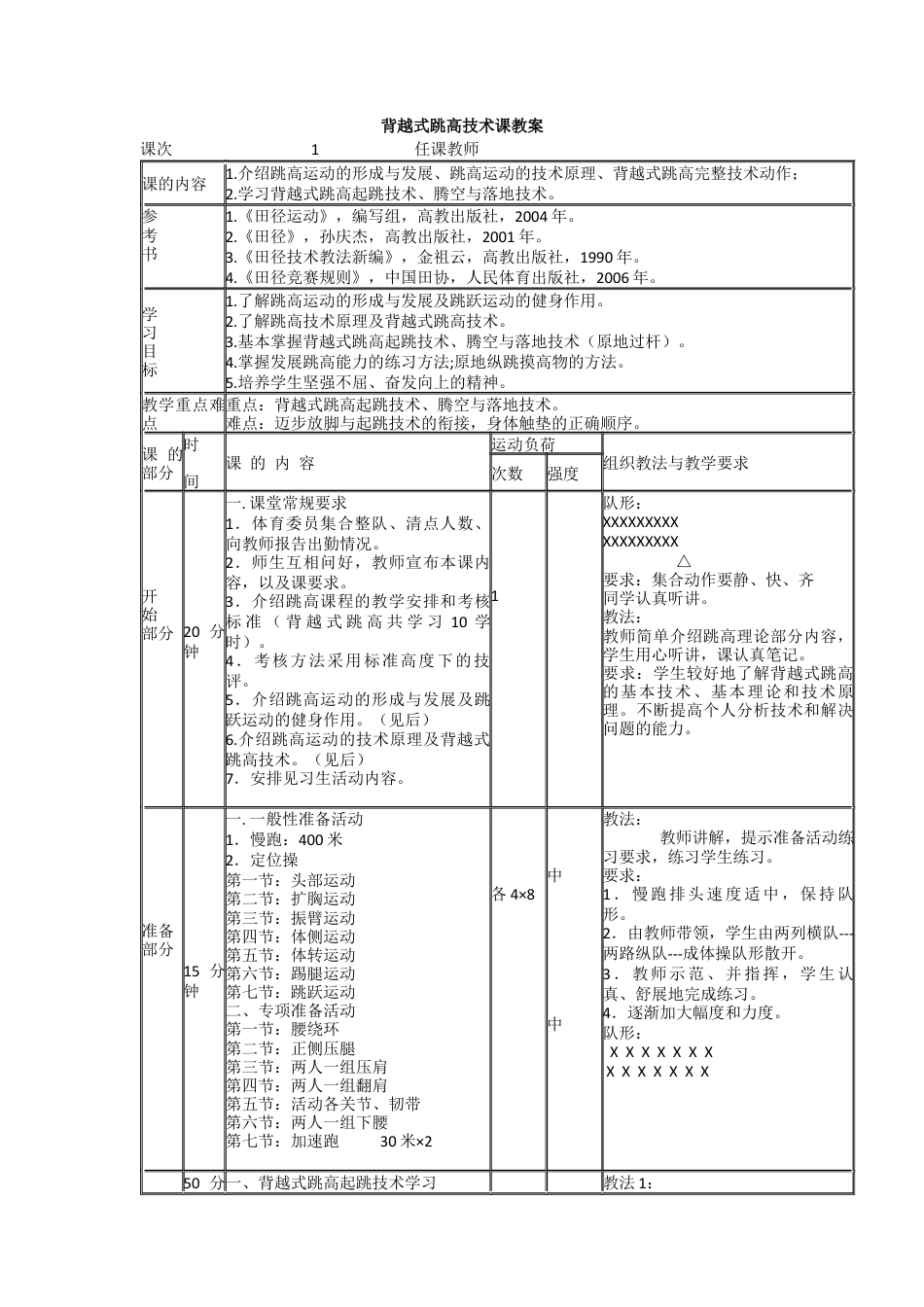 背越式跳高技术课教案.docx_第1页
