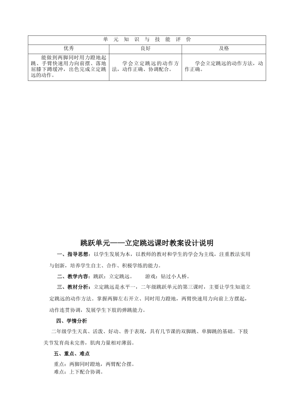 二年级跳跃单元教学计划（江苏省小学体育优秀课比赛教案）.docx_第2页