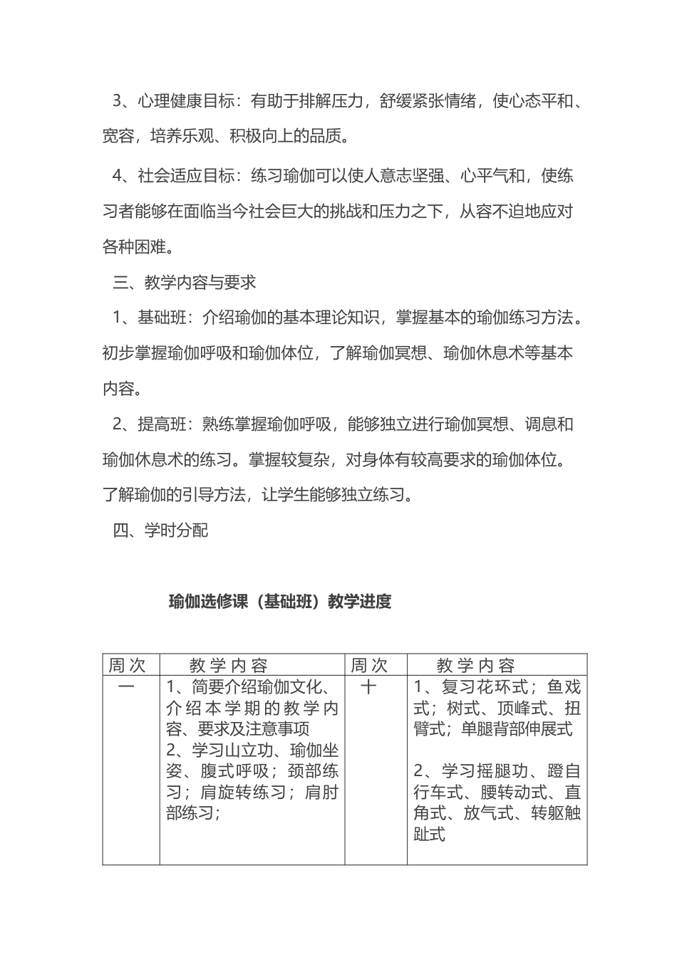 公共体育课《瑜伽》教学大纲.docx_第2页