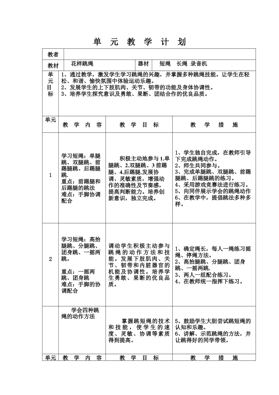 花样跳绳教案 (5课时).docx_第1页