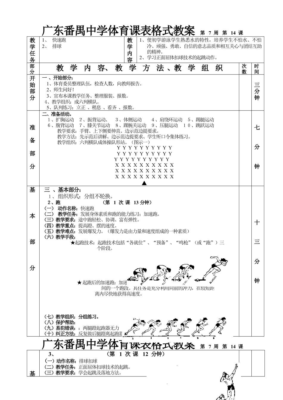 快速跑排球1—6课表格式教案.docx_第1页