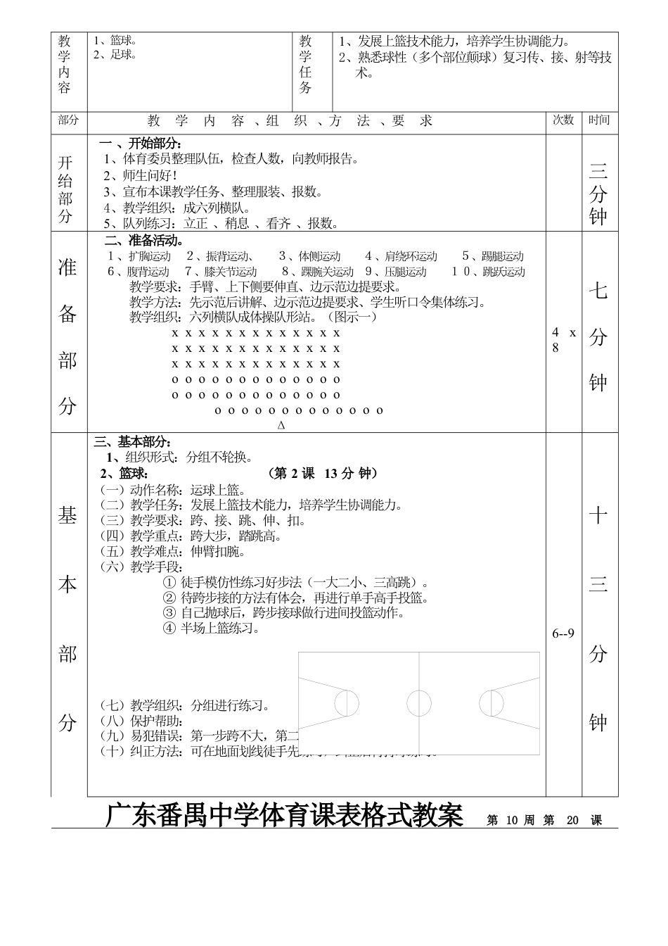 篮球足球第1—6课表格式教案.docx_第3页