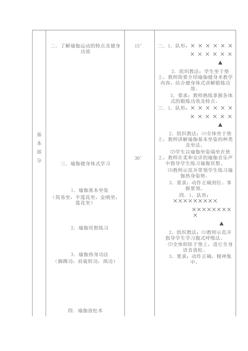女子瑜伽健身术选课教案.docx_第3页