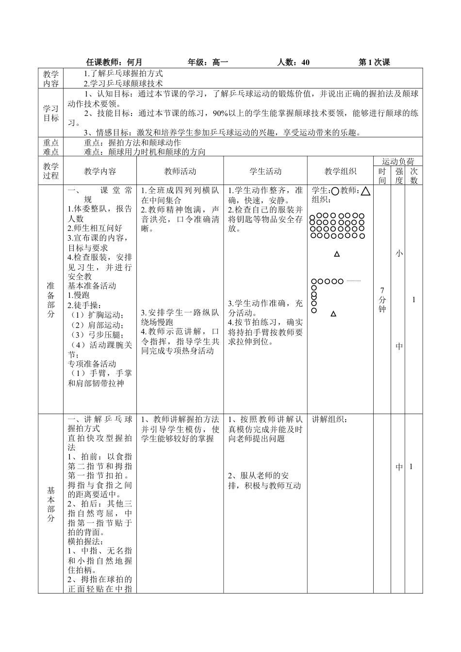乒乓球握拍法与颠球技术教案.docx_第2页