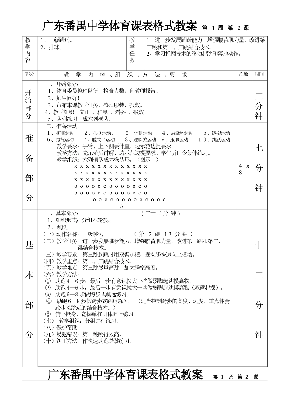 三级跳远排球第1—6课表格式教案1.docx_第3页