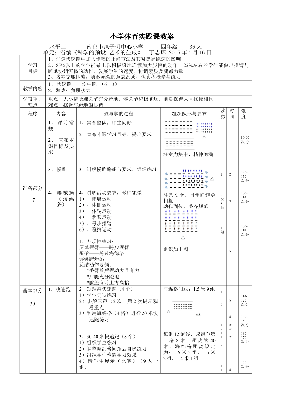 水平二（四年级）快速跑单元第3课时教学设计（江苏省小学体育优秀课比赛教案）.docx_第2页