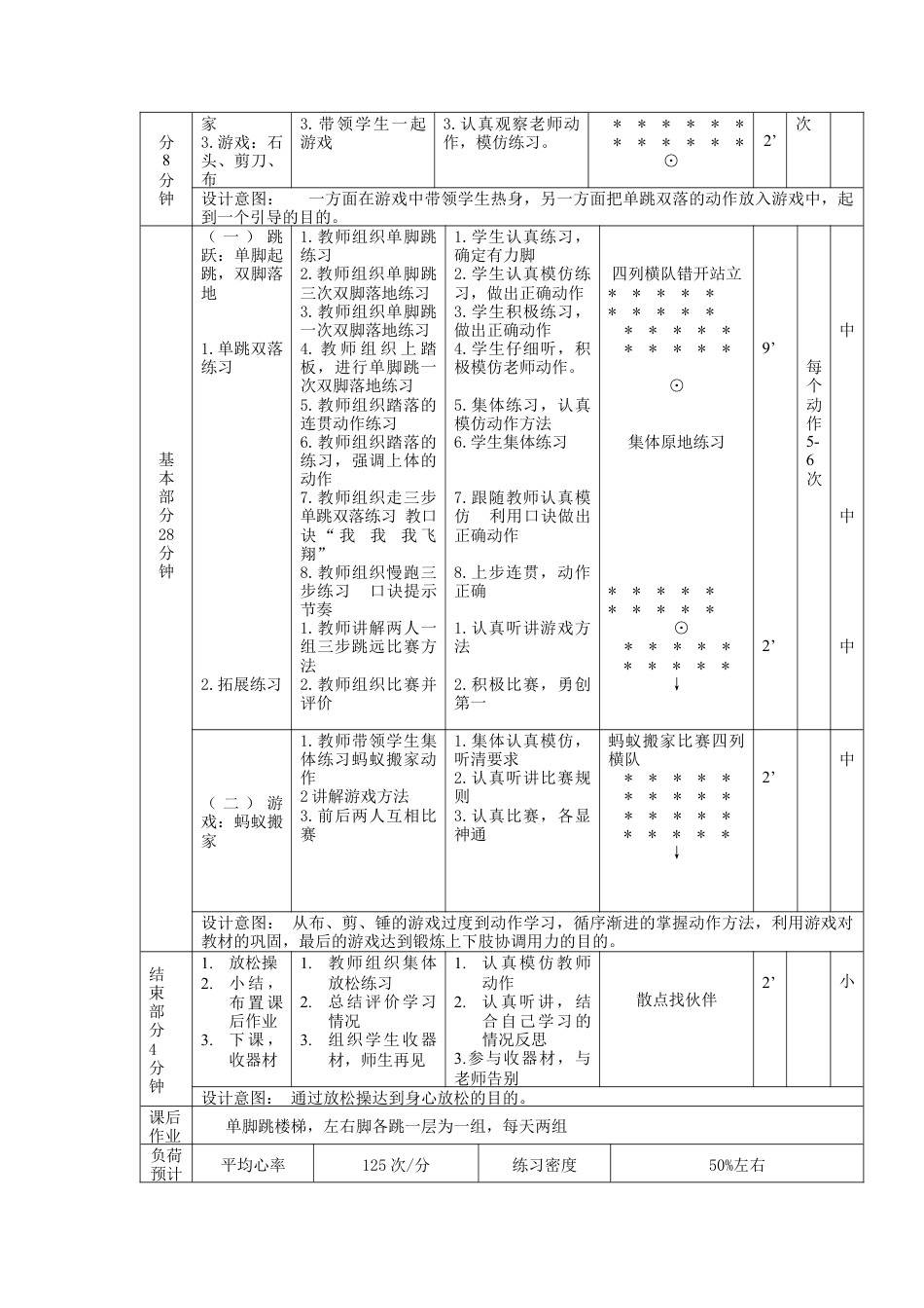 水平一(二年级)跳跃与游戏单元教学计划（江苏省小学体育优秀课比赛教案）.docx_第3页