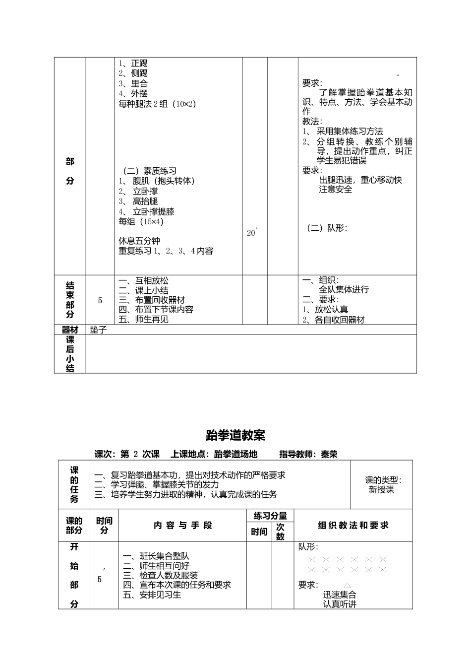 跆拳道教学教案.docx_第2页